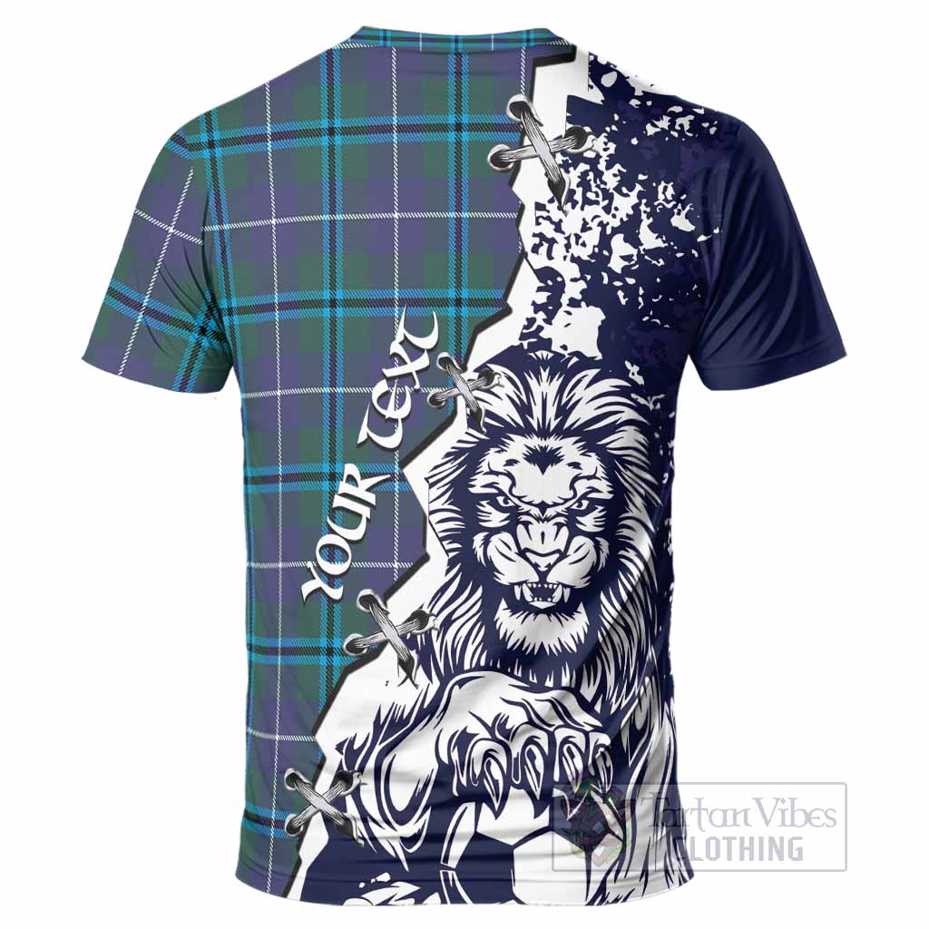 Sandilands Tartan Scottish T-Shirt Angry Lion With Soccer Ball Style