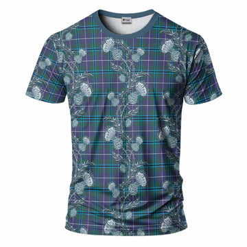 Sandilands Tartan T-Shirt Seamless Scottish Thistle Flowers