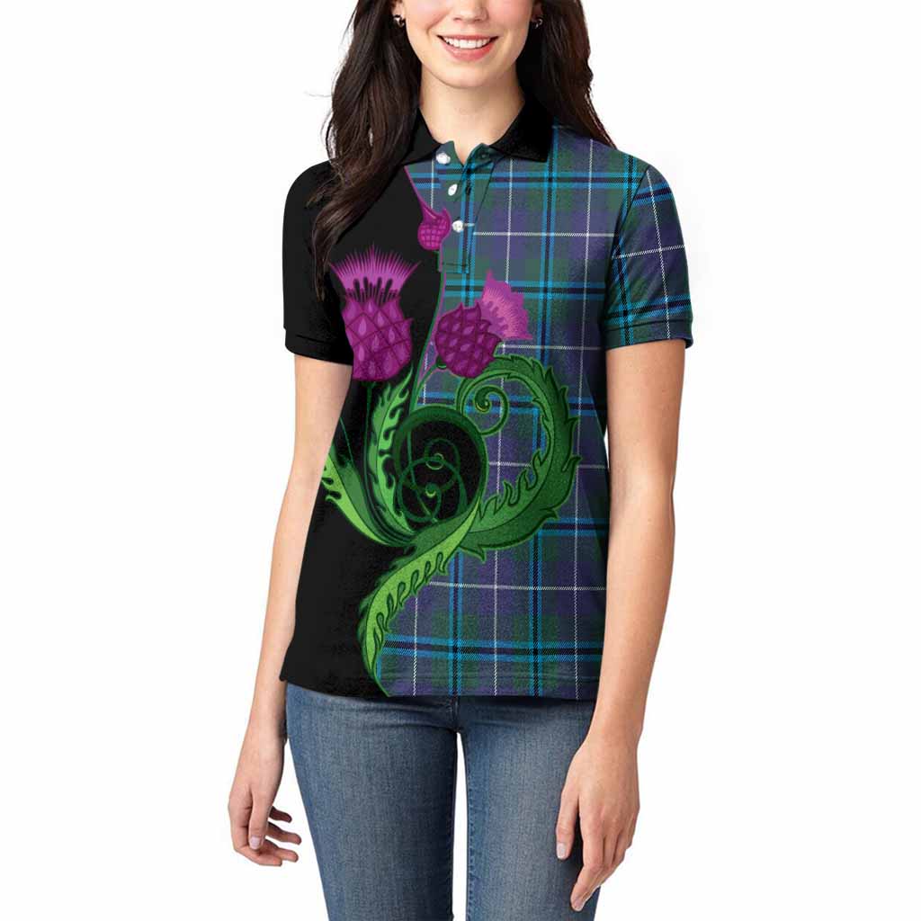Sandilands Tartan Women Polo Shirt Traditional Scottish Thistle
