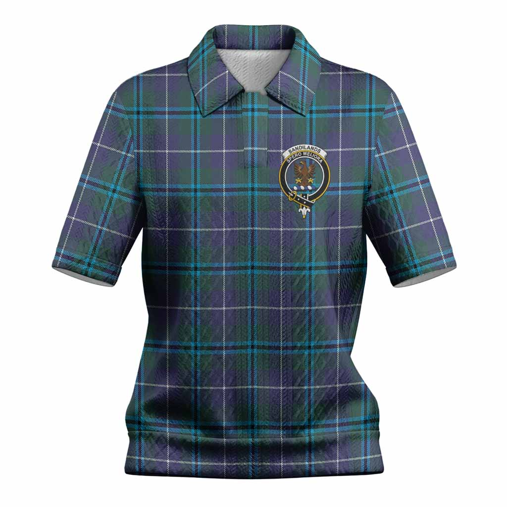 Sandilands Tartan Women’s Polo Sweater Top with Family Crest