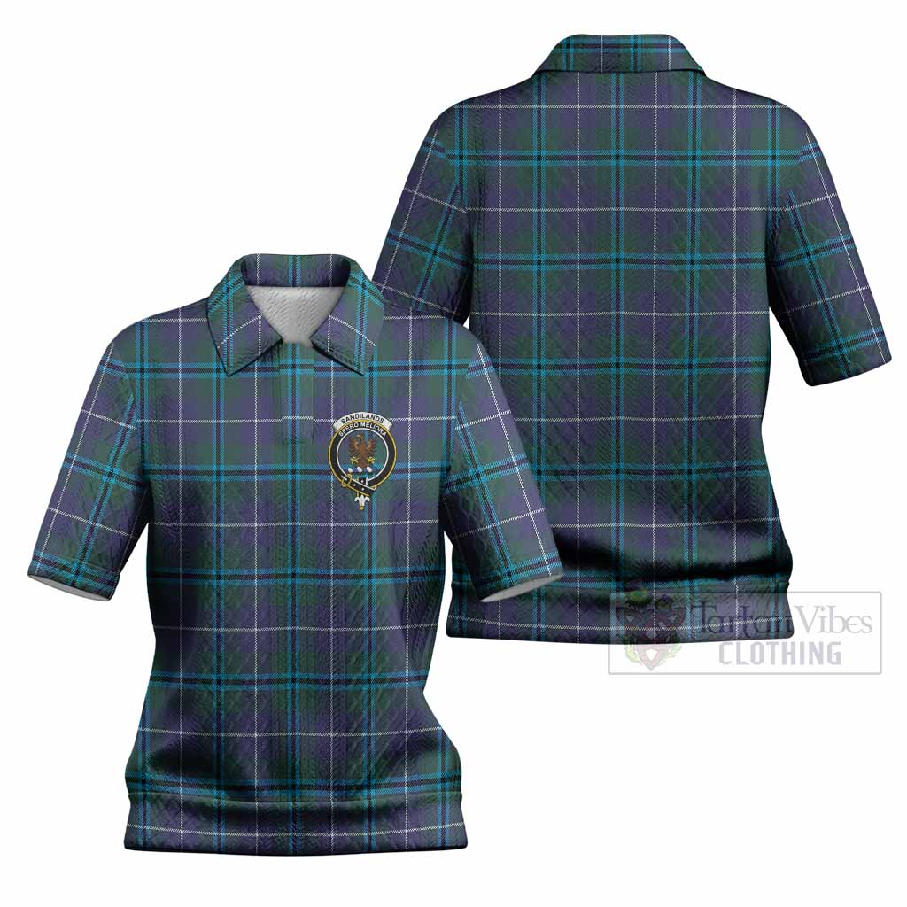 Sandilands Tartan Women’s Polo Sweater Top with Family Crest