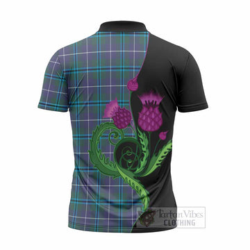 Sandilands Tartan Zipper Polo Shirt Traditional Scottish Thistle
