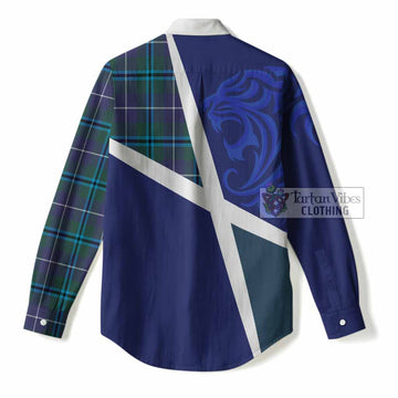 Sandilands The Scottish Football Crest Women Casual Shirt Lion-Tartan Army