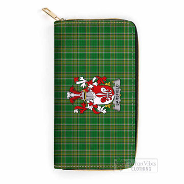 Tartan Vibes Clothing Sarsfield Irish Clan Tartan Women's Leather Wallet with Coat of Arms