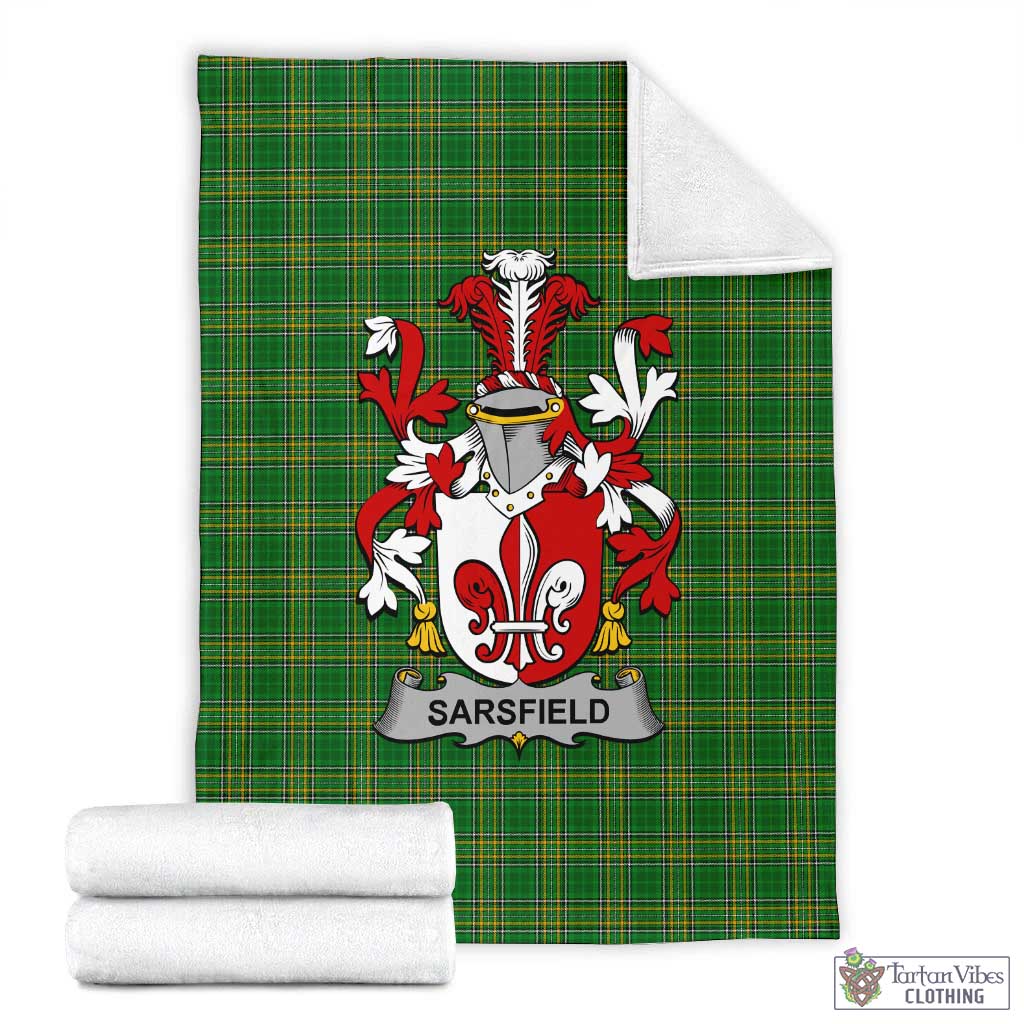 Sarsfield Irish Clan Tartan Blanket with Coat of Arms X-Large 59 x 79 inches 150 x 200 cm - Tartan Vibes Clothing