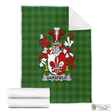 Sarsfield Irish Clan Tartan Blanket with Coat of Arms X-Large 59 x 79 inches 150 x 200 cm - Tartan Vibes Clothing