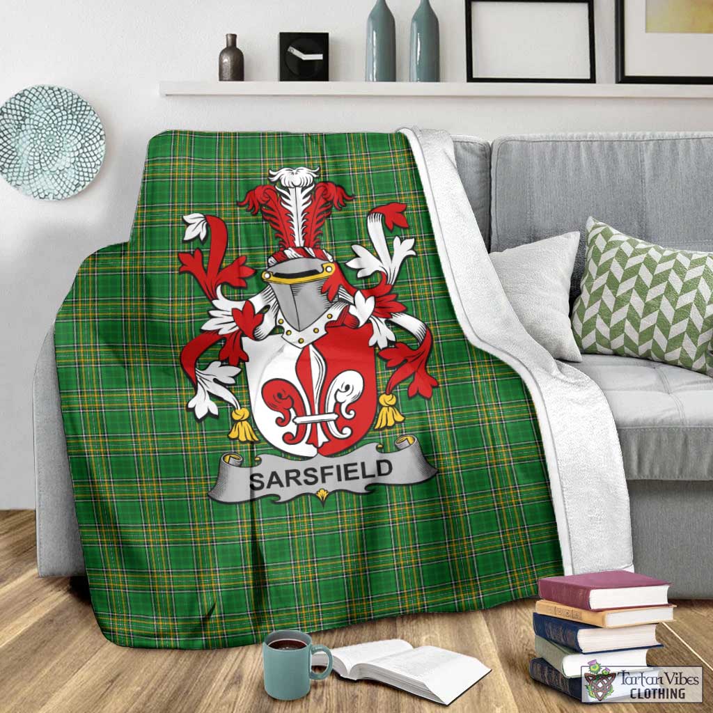 Sarsfield Irish Clan Tartan Blanket with Coat of Arms - Tartan Vibes Clothing