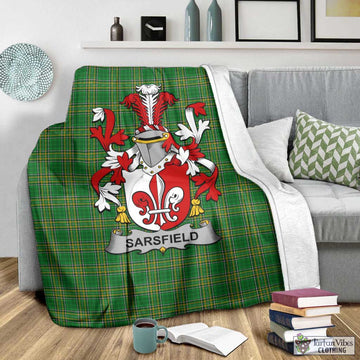 Sarsfield Irish Clan Tartan Blanket with Coat of Arms - Tartan Vibes Clothing