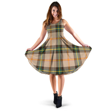 Saskatchewan Province Canada Tartan Sleeveless Midi Womens Dress