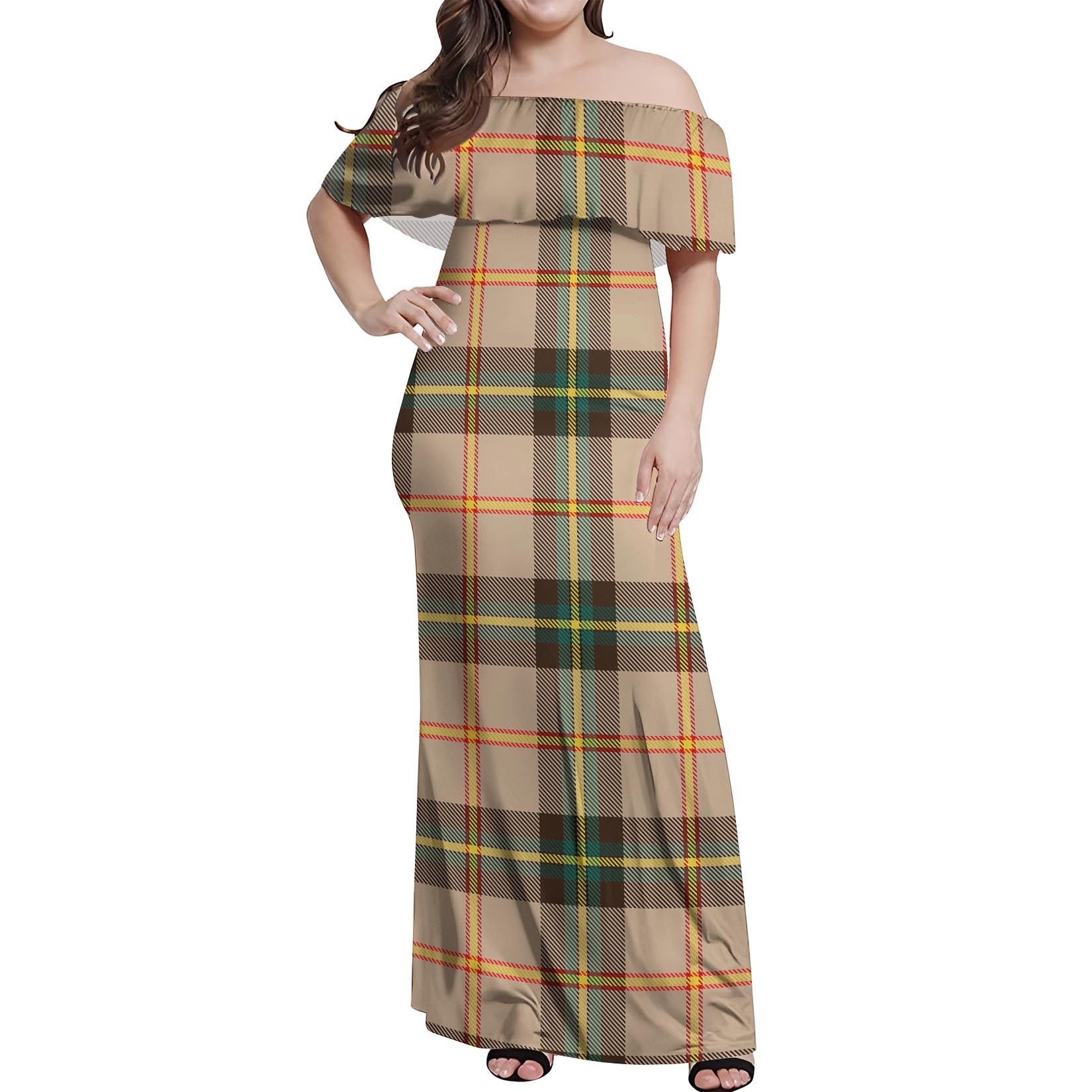 Saskatchewan Province Canada Tartan Off Shoulder Long Dress Women's Dress - Tartanvibesclothing
