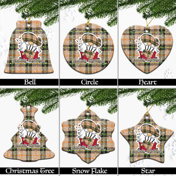 Saskatchewan Province Canada Tartan Christmas Ornaments with Scottish Gnome Playing Bagpipes