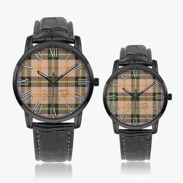 Saskatchewan Province Canada Tartan Personalized Your Text Leather Trap Quartz Watch