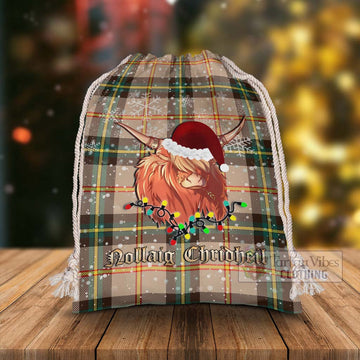 Saskatchewan Province Canada Tartan Christmas Santa's Bag with Twinkle Highland Cattle