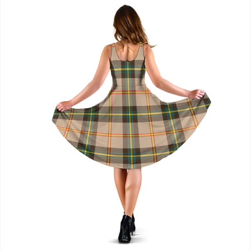Saskatchewan Province Canada Tartan Sleeveless Midi Womens Dress