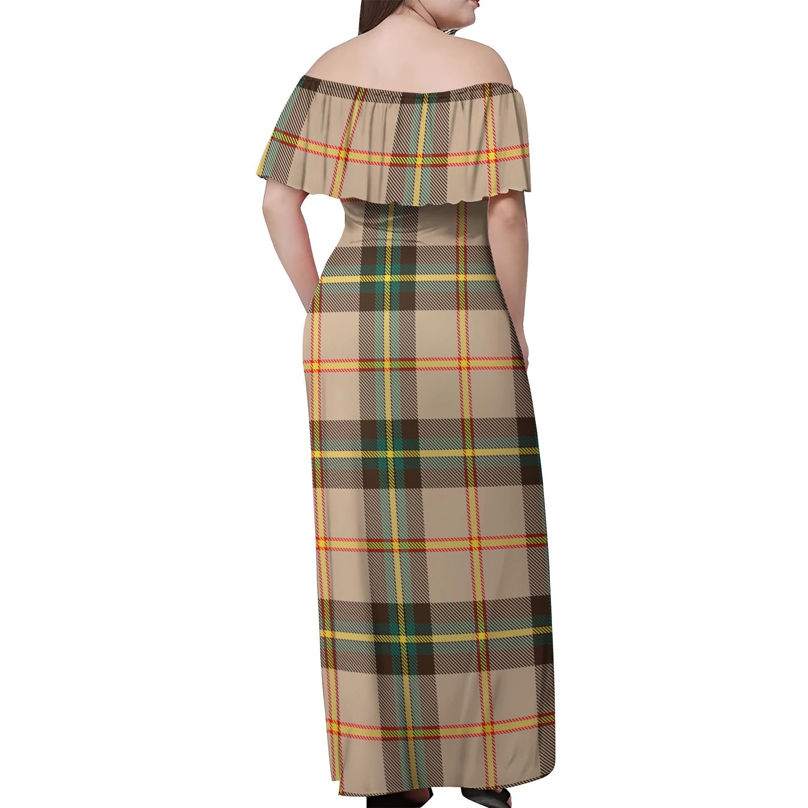 Saskatchewan Province Canada Tartan Off Shoulder Long Dress - Tartanvibesclothing