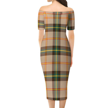 Saskatchewan Province Canada Tartan Off Shoulder Lady Dress
