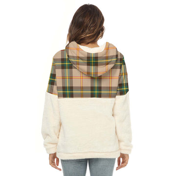Saskatchewan Province Canada Tartan Women's Borg Fleece Hoodie With Half Zip - Tartan Vibes Clothing