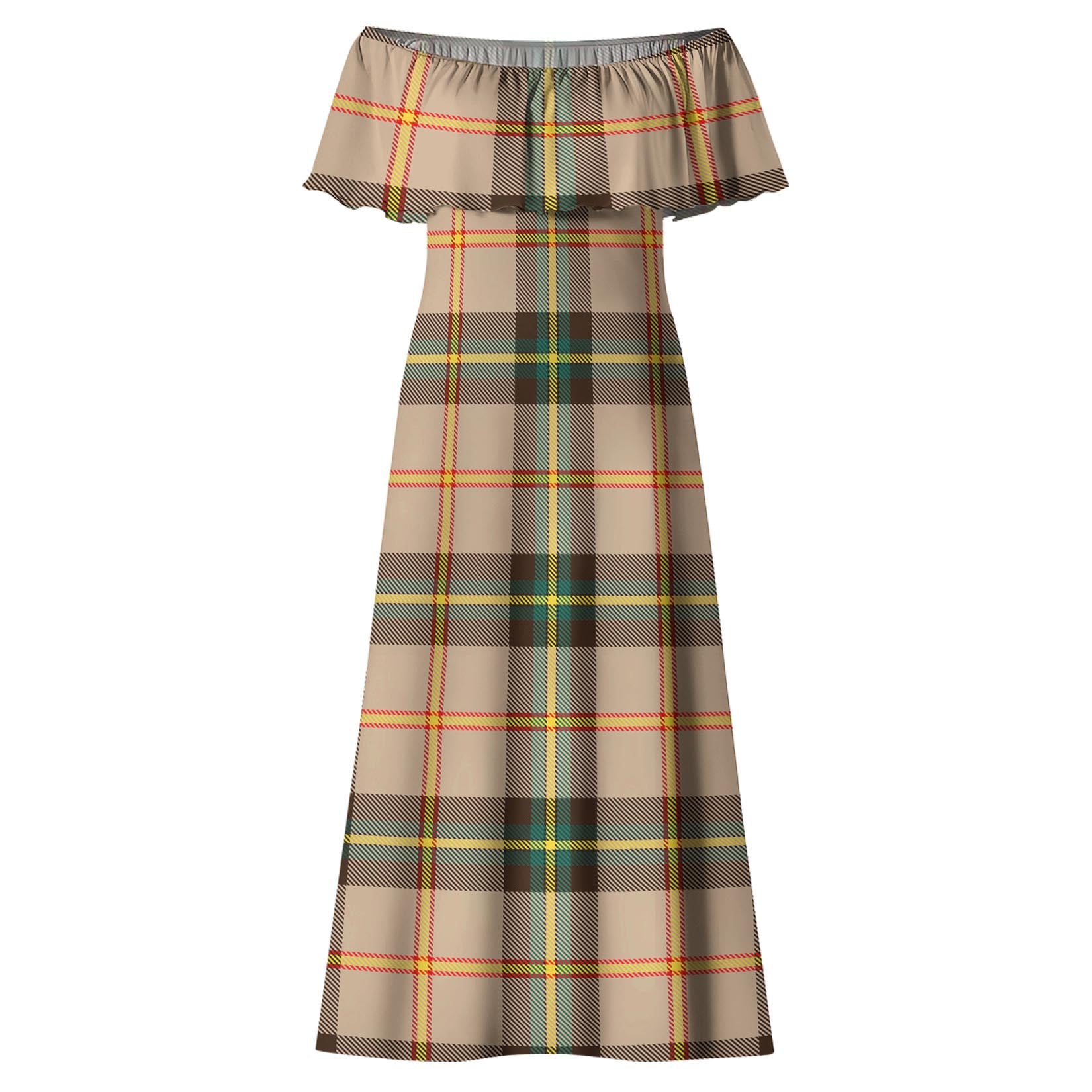 Saskatchewan Province Canada Tartan Off Shoulder Long Dress - Tartanvibesclothing