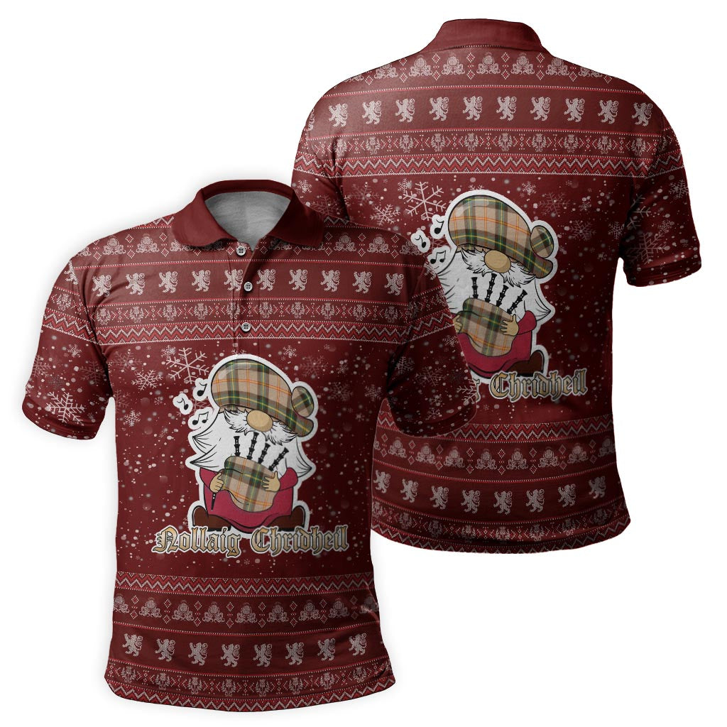 Saskatchewan Province Canada Clan Christmas Family Polo Shirt with Funny Gnome Playing Bagpipes - Tartanvibesclothing