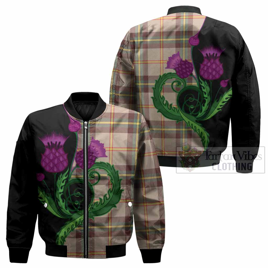 Saskatchewan Province Canada Tartan Bomber Jacket Traditional Scottish Thistle