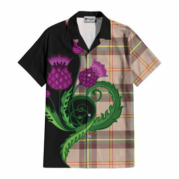 Saskatchewan Province Canada Tartan Cotton Hawaiian Shirt Traditional Scottish Thistle