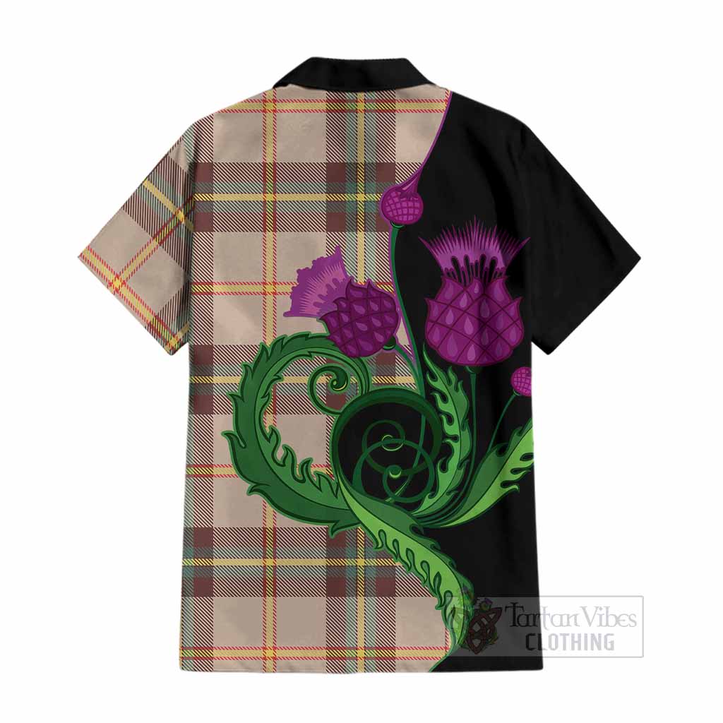 Saskatchewan Province Canada Tartan Cotton Hawaiian Shirt Traditional Scottish Thistle