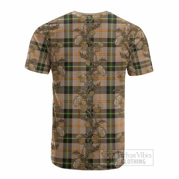 Saskatchewan Province Canada Tartan Cotton T-shirt Seamless Scottish Thistle Flowers