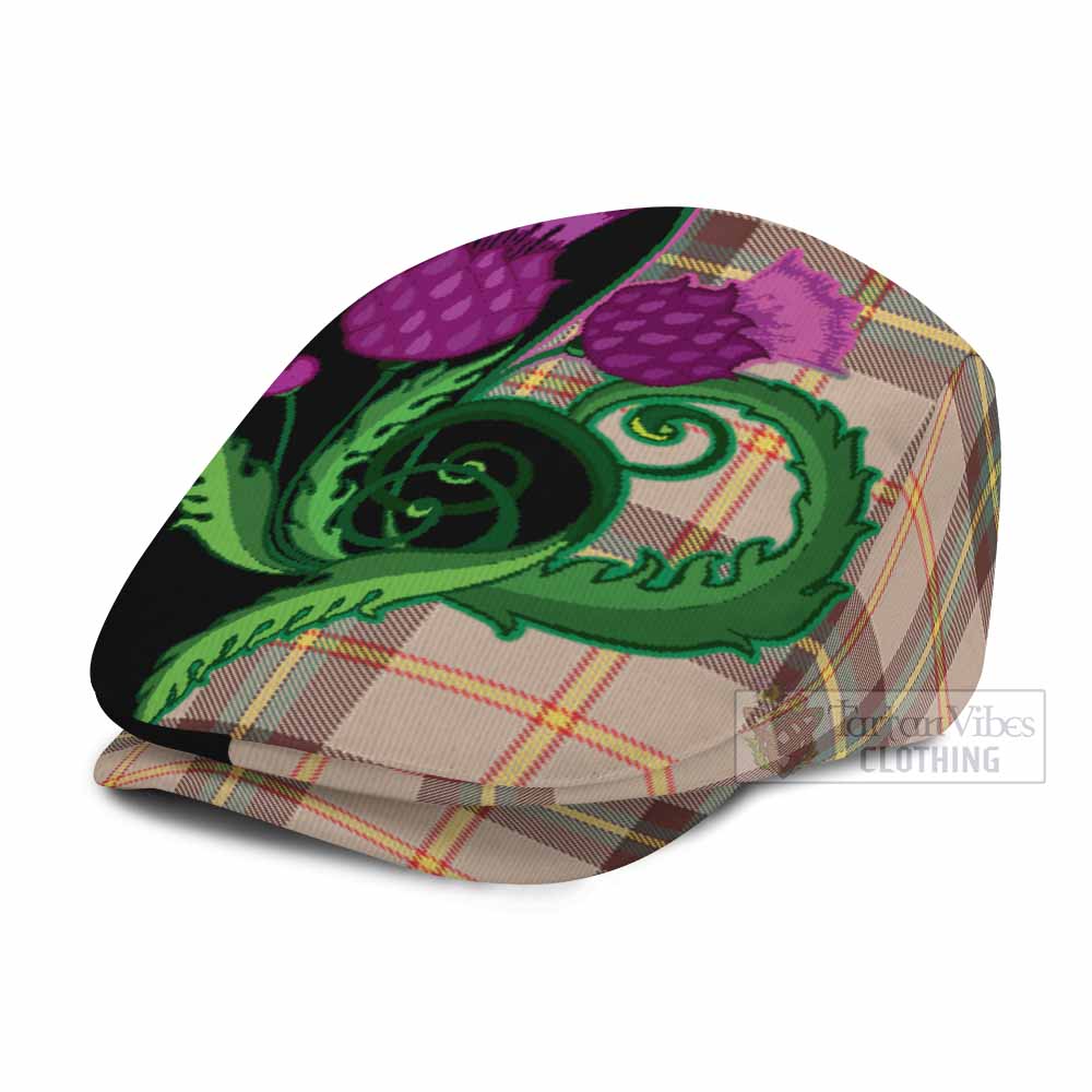 Saskatchewan Province Canada Tartan Flat Cap, Jeff Cap Traditional Scottish Thistle