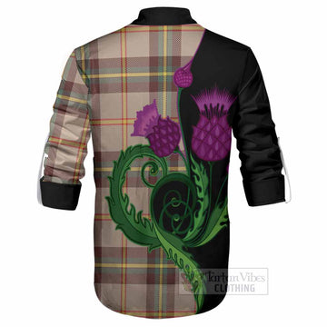 Saskatchewan Province Canada Tartan Ghillie Shirt Traditional Scottish Thistle