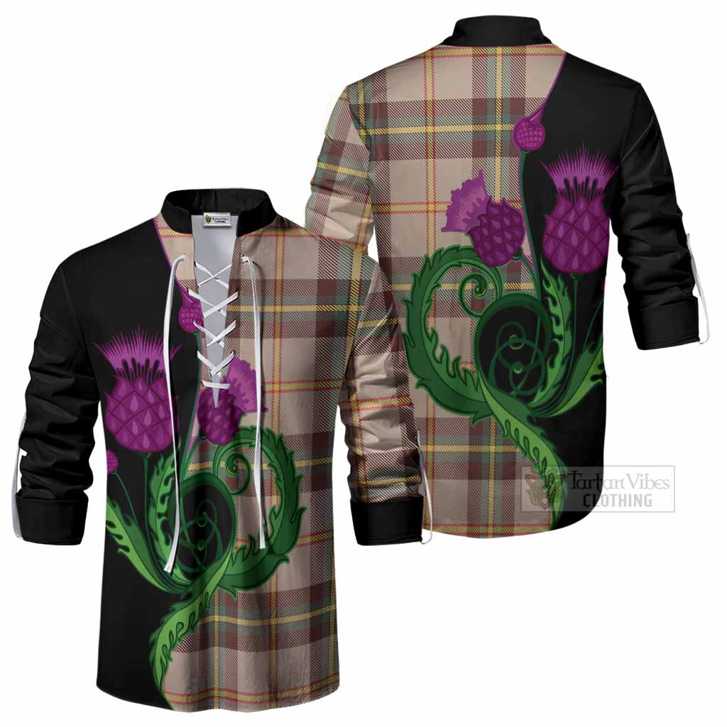 Saskatchewan Province Canada Tartan Ghillie Shirt Traditional Scottish Thistle