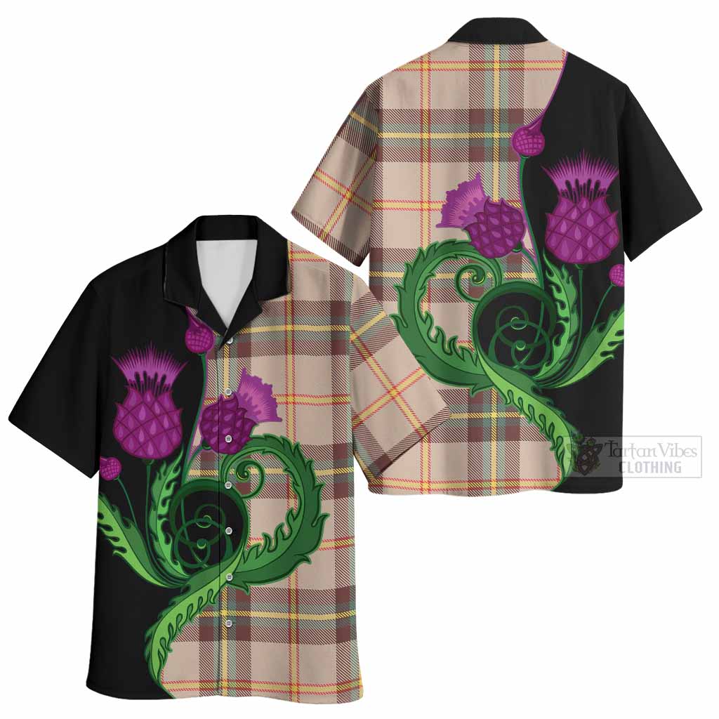 Saskatchewan Province Canada Tartan Hawaiian Shirt Traditional Scottish Thistle