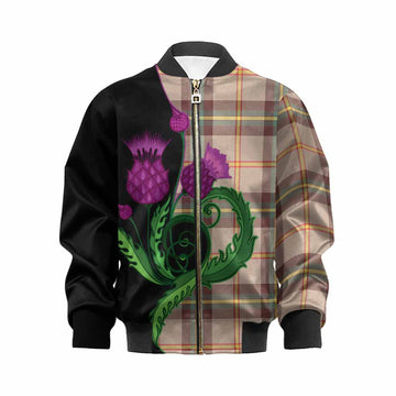 Saskatchewan Province Canada Tartan Kid Bomber Jacket Traditional Scottish Thistle
