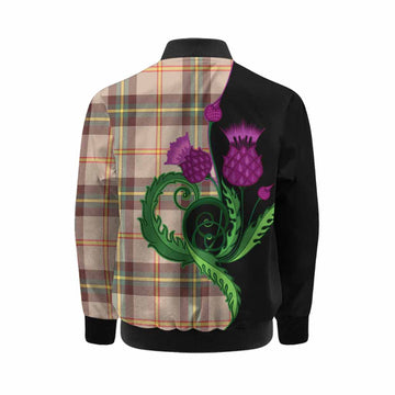 Saskatchewan Province Canada Tartan Kid Bomber Jacket Traditional Scottish Thistle