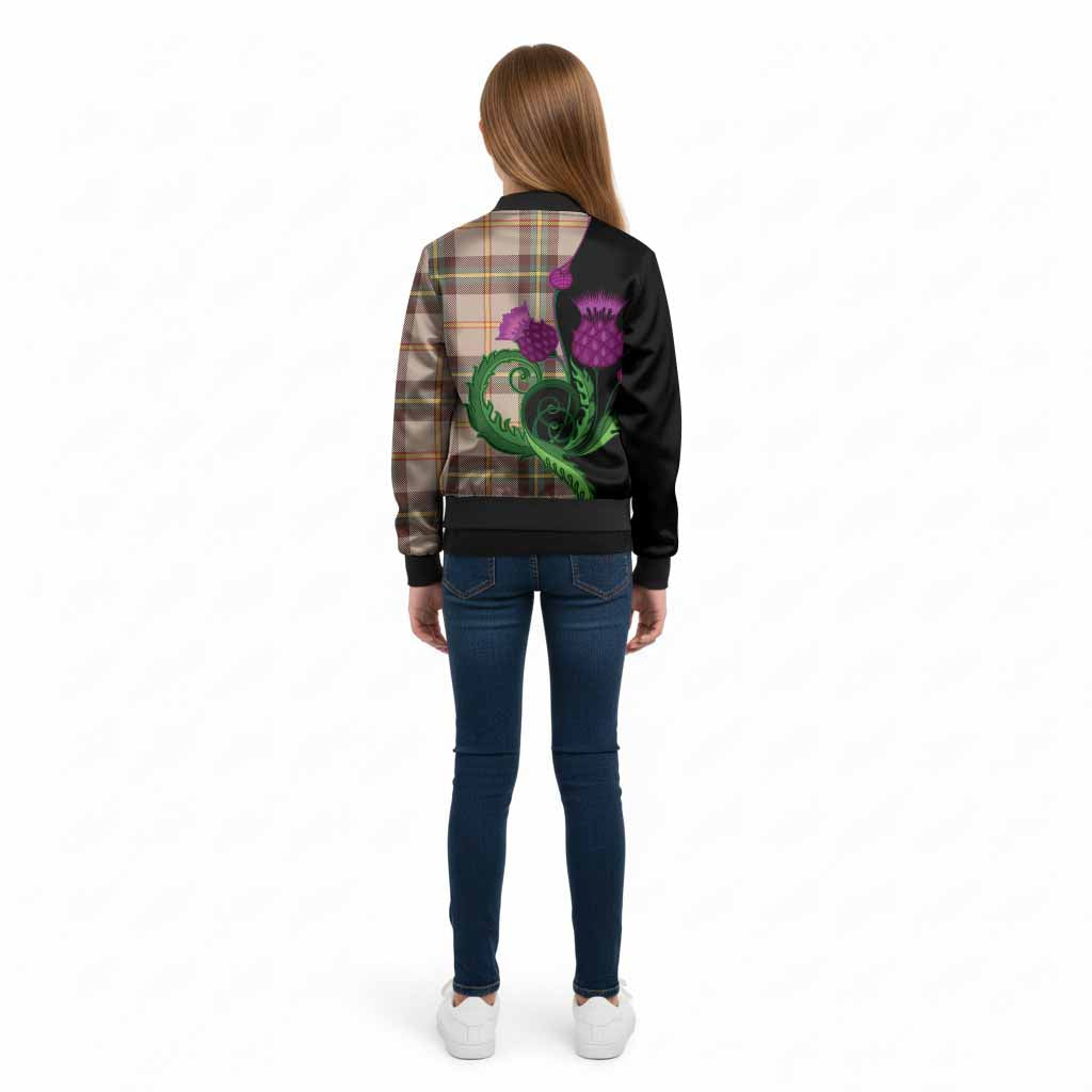 Saskatchewan Province Canada Tartan Kid Bomber Jacket Traditional Scottish Thistle