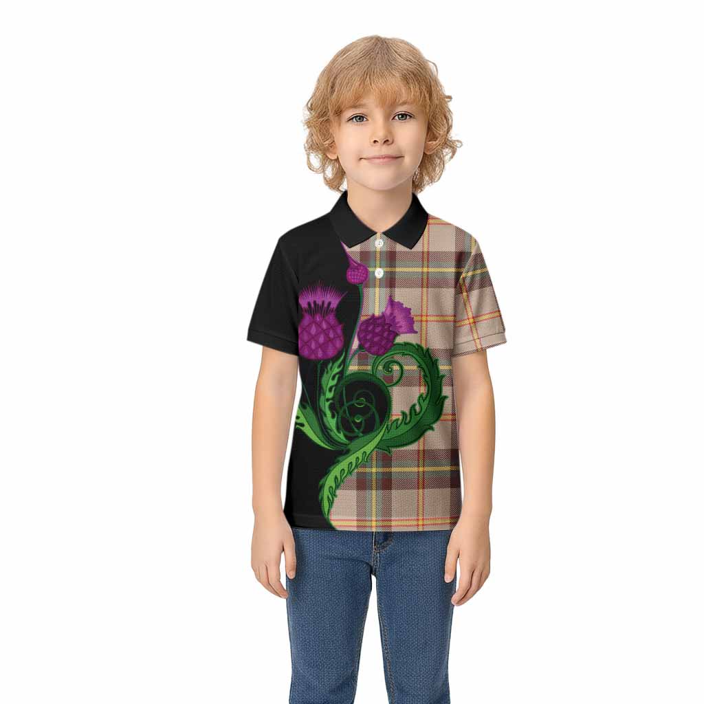 Saskatchewan Province Canada Tartan Kid Polo Shirt Traditional Scottish Thistle