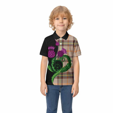 Saskatchewan Province Canada Tartan Kid Polo Shirt Traditional Scottish Thistle