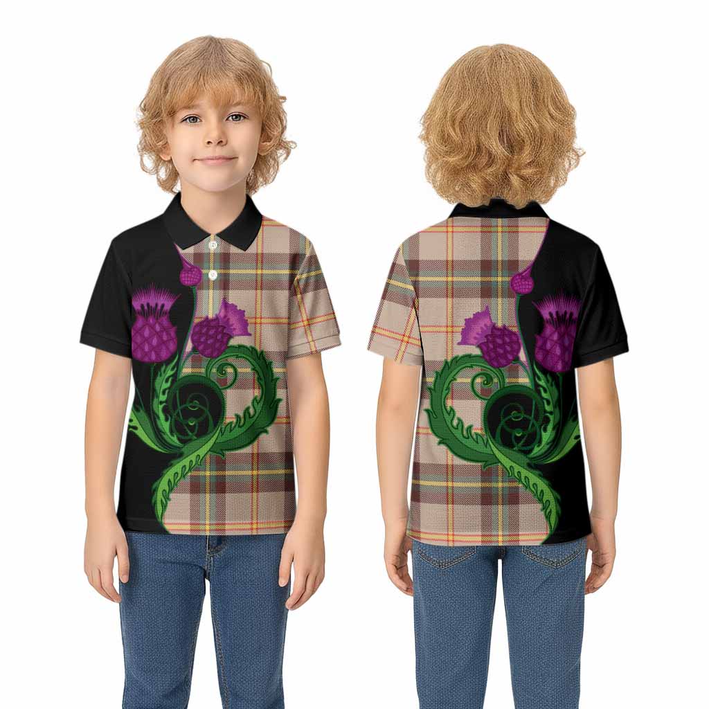 Saskatchewan Province Canada Tartan Kid Polo Shirt Traditional Scottish Thistle