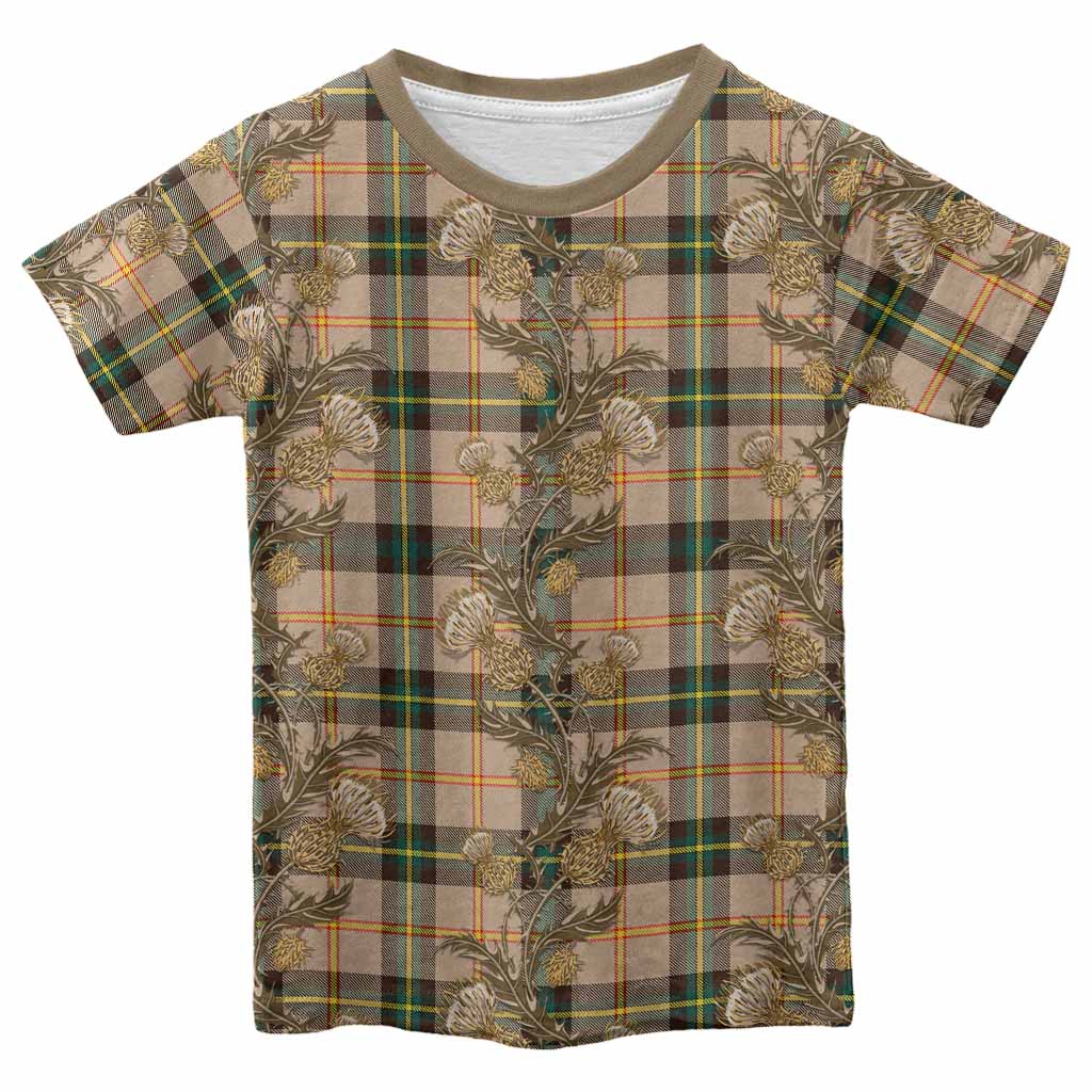 Saskatchewan Province Canada Tartan Kid T-shirt Seamless Scottish Thistle Flowers