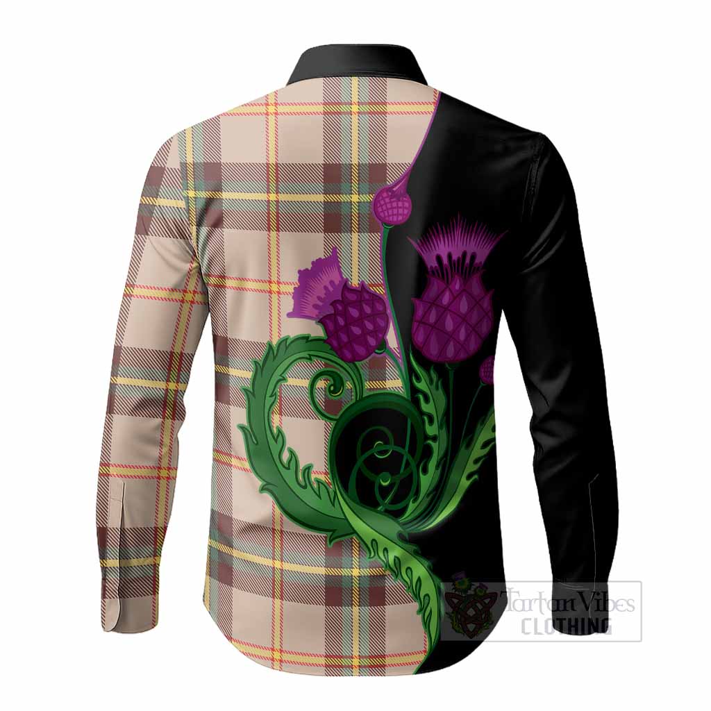 Saskatchewan Province Canada Tartan Long Sleeve Button Shirts Traditional Scottish Thistle