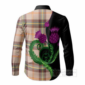 Saskatchewan Province Canada Tartan Long Sleeve Button Shirts Traditional Scottish Thistle