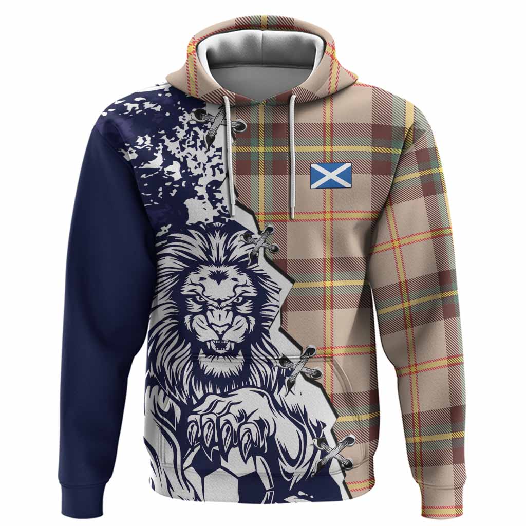 Saskatchewan Province Canada Tartan Scottish Hoodie Angry Lion With Soccer Ball Style