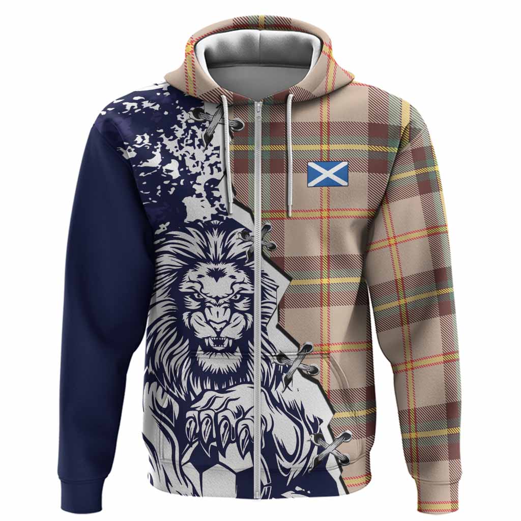 Saskatchewan Province Canada Tartan Scottish Hoodie Angry Lion With Soccer Ball Style