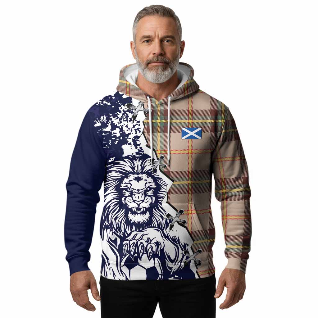 Saskatchewan Province Canada Tartan Scottish Hoodie Angry Lion With Soccer Ball Style