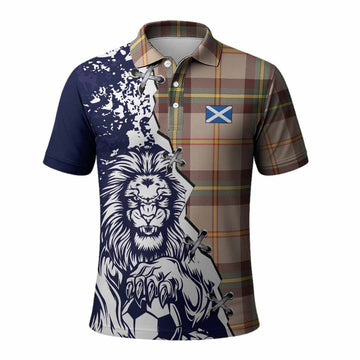 Saskatchewan Province Canada Tartan Scottish Polo Shirt Angry Lion With Soccer Ball Style