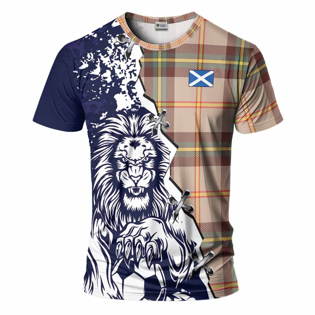 Saskatchewan Province Canada Tartan Scottish T-Shirt Angry Lion With Soccer Ball Style