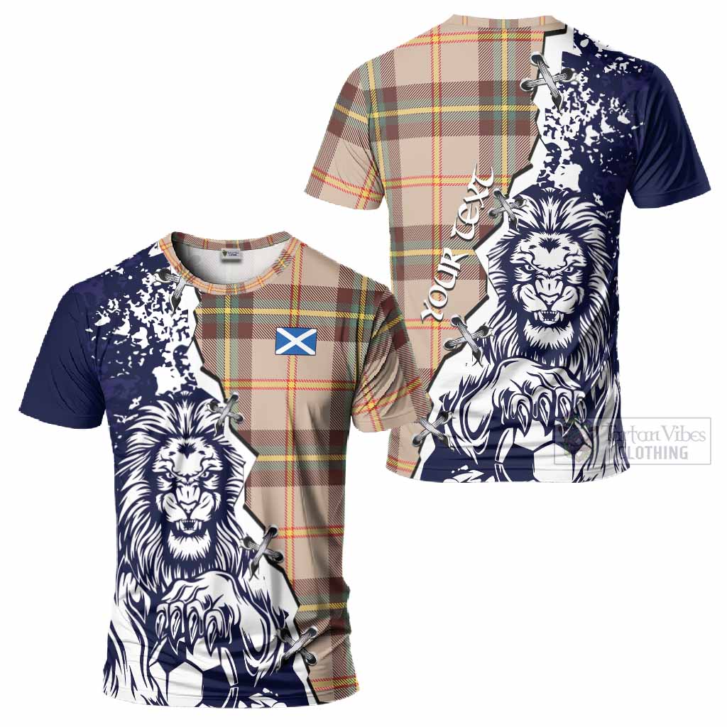 Saskatchewan Province Canada Tartan Scottish T-Shirt Angry Lion With Soccer Ball Style