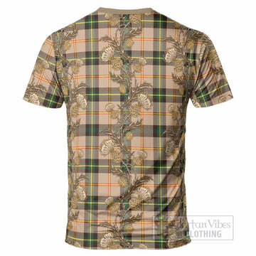 Saskatchewan Province Canada Tartan T-Shirt Seamless Scottish Thistle Flowers