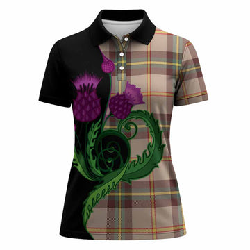 Saskatchewan Province Canada Tartan Women Polo Shirt Traditional Scottish Thistle