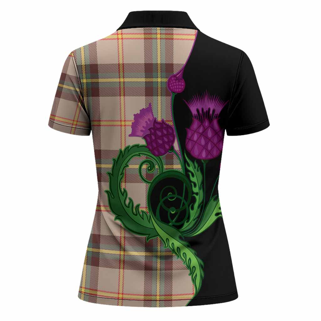 Saskatchewan Province Canada Tartan Women Polo Shirt Traditional Scottish Thistle