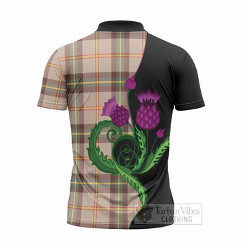 Saskatchewan Province Canada Tartan Zipper Polo Shirt Traditional Scottish Thistle